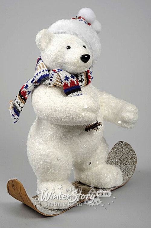 Фигура "Медведь на сноуборде", 20 см, белый Kaemingk