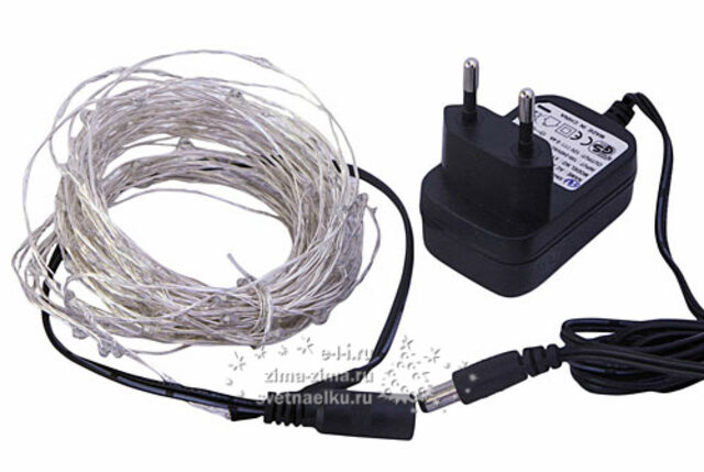 Светодиодная гирлянда Капельки 100 холодных белых мини LED ламп 10 м, медная проволока Snowhouse