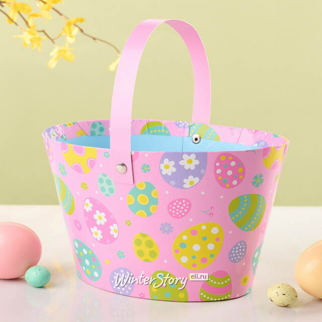 Декоративная корзина Светлая Пасха 20*12 см розовая Koopman