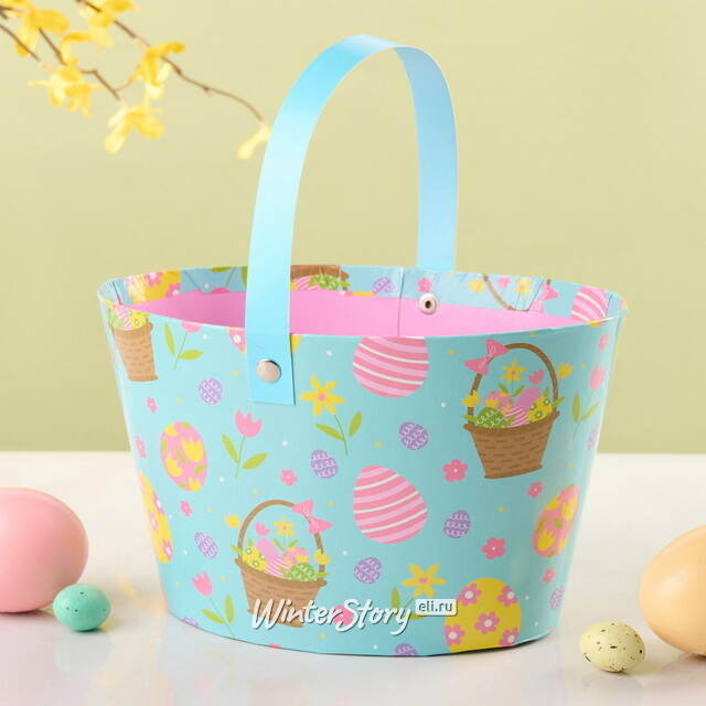 Декоративная корзина Светлая Пасха 20*12 см голубая Koopman