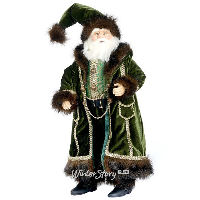 Коллекционная фигура Дед Мороз в зеленом бархатном наряде 46 см Katherine’s Collection