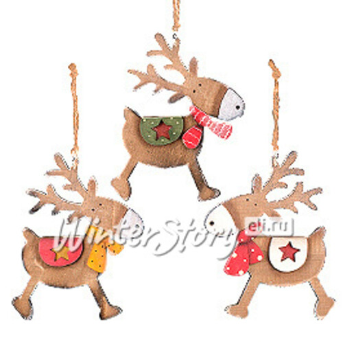 Деревянная елочная игрушка Лось Кантри 9*12 см коричневый, подвеска Holiday Classics