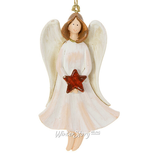 Елочная игрушка Ангелочек в белом платье 13*7 см, подвеска Holiday Classics