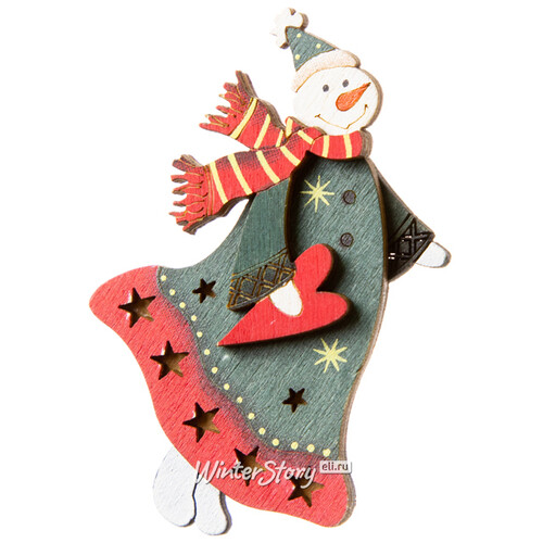 Новогодний магнит Снеговик с сердечком 8 см Holiday Classics