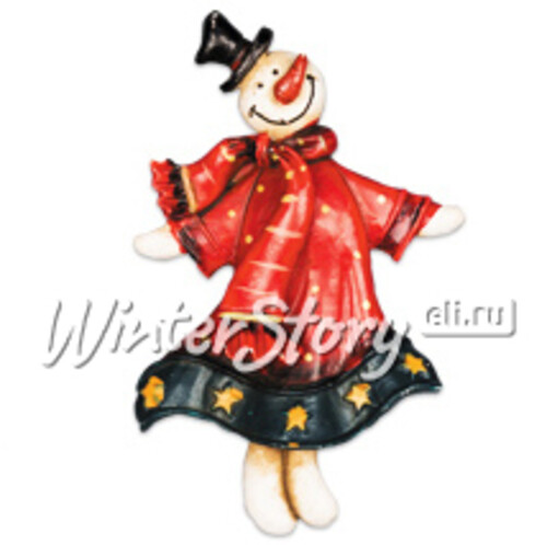 Елочная игрушка Снеговичок 9 см, в красном платье, подвеска Holiday Classics