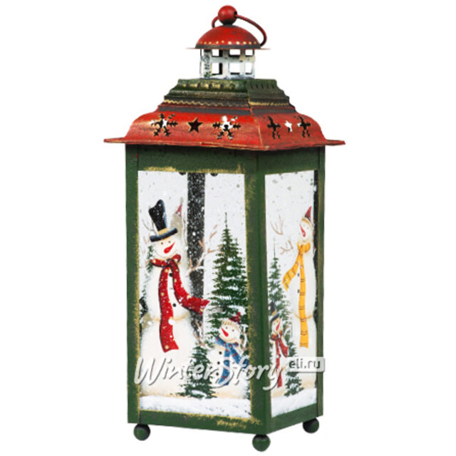 Подсвечник фонарь Снежные друзья 31 см Holiday Classics