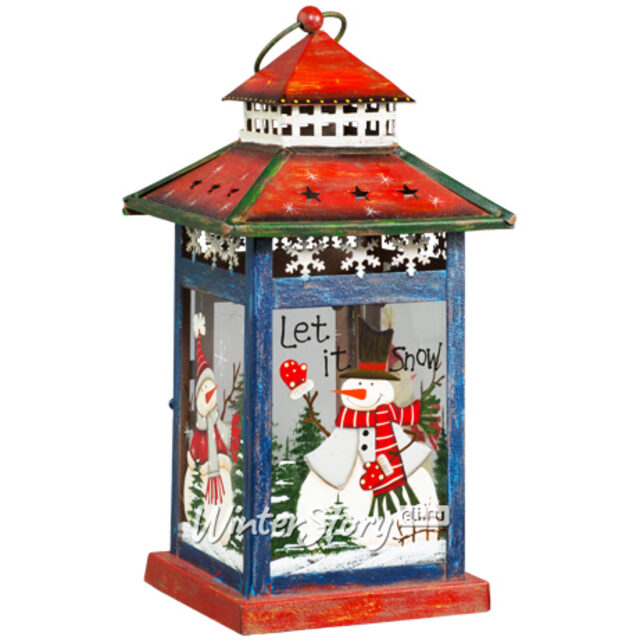 Подсвечник фонарь Сэр Снеговик и его друзья 32 см Holiday Classics