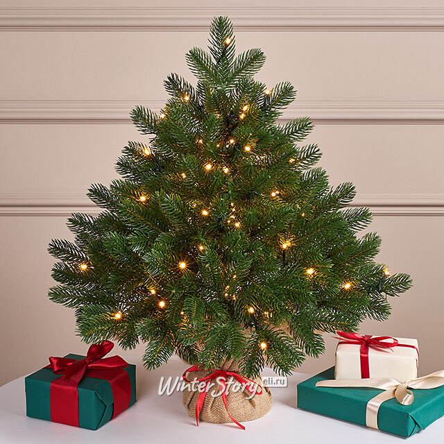 Настольная елка с лампочками Королева Леса 60 см в мешочке, ЛИТАЯ 100% ElkaDe (ЕлкаДе)