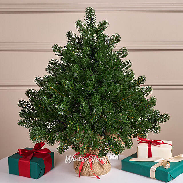 Настольная елка с лампочками Королева Леса 60 см в мешочке, ЛИТАЯ 100% ElkaDe (ЕлкаДе)