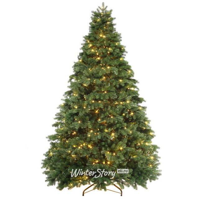 Искусственная елка с лампочками Королева Леса 185 см, 380 теплых белых ламп, ЛИТАЯ 100% ElkaDe