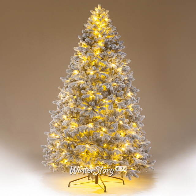 Искусственная елка с лампочками Королева Леса заснеженная 3 м, 930 теплых белых ламп, ЛИТАЯ 100% ElkaDe