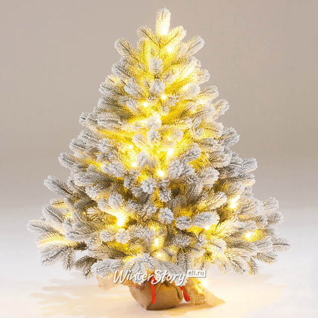 Настольная елка с лампочками Королева Леса 60 см заснеженная в мешочке, ЛИТАЯ 100% ElkaDe