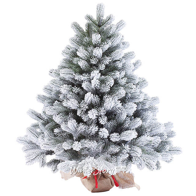 Настольная елка в мешочке Королева Леса 90 см заснеженная, ЛИТАЯ 100% ElkaDe
