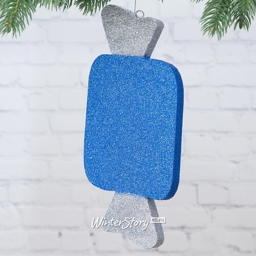 Игрушка для уличной елки Конфетка с блестками 40 см синяя, пеноплекс Winter Deco
