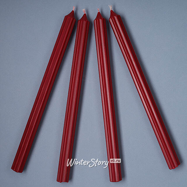 Высокие свечи 30 см Астерия бордовые, 4 шт Candleslight (Кэндлслайт)