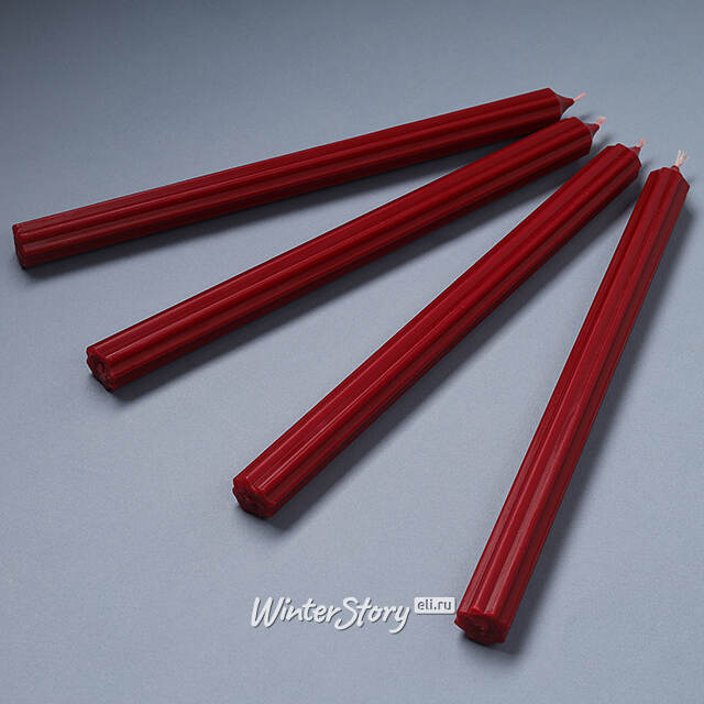 Высокие свечи 30 см Астерия бордовые, 4 шт Candleslight (Кэндлслайт)