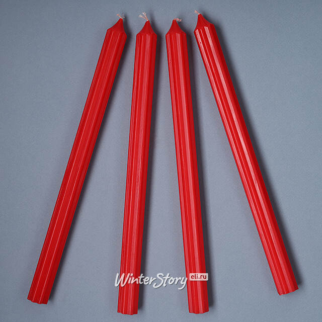 Высокие свечи 30 см Астерия красные, 4 шт Candleslight (Кэндлслайт)