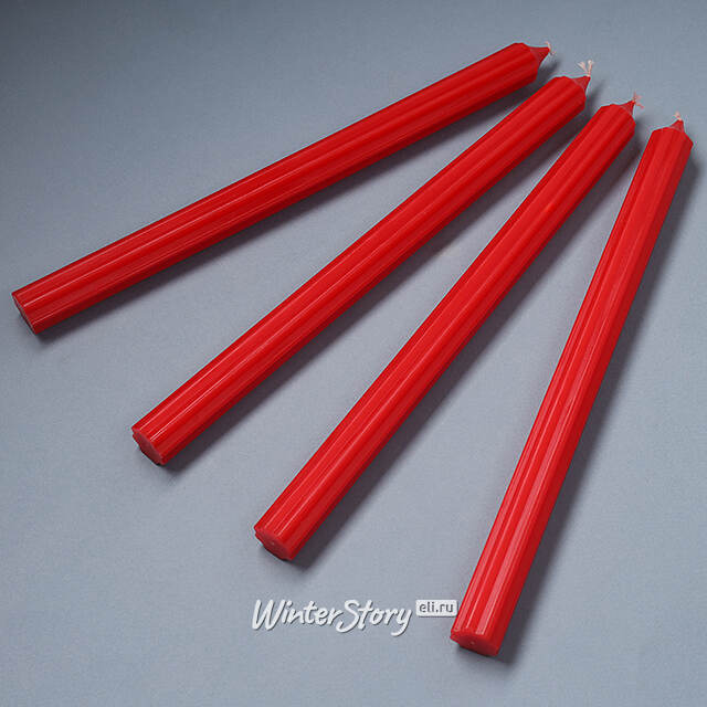 Высокие свечи 30 см Астерия красные, 4 шт Candleslight (Кэндлслайт)