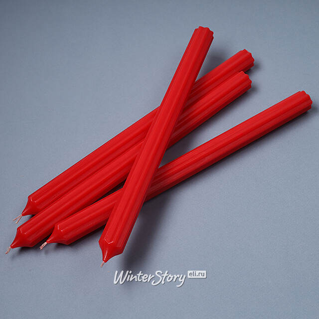 Высокие свечи 30 см Астерия красные, 4 шт Candleslight (Кэндлслайт)