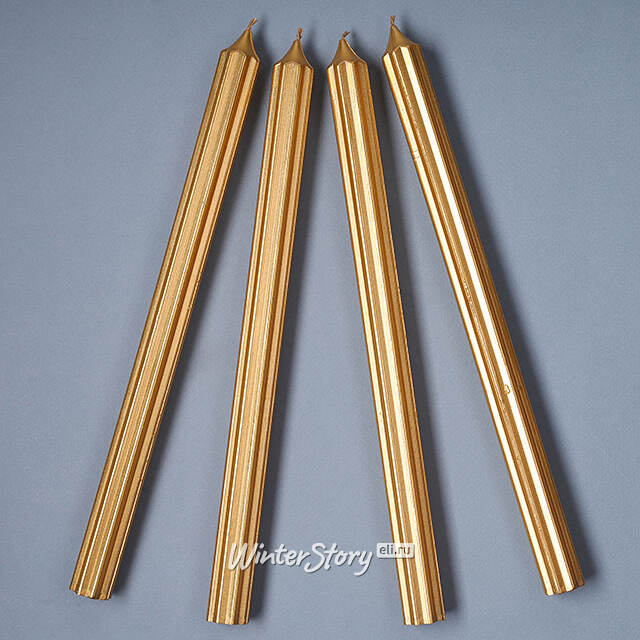Высокие свечи 30 см Астерия золотые, 4 шт Candleslight (Кэндлслайт)