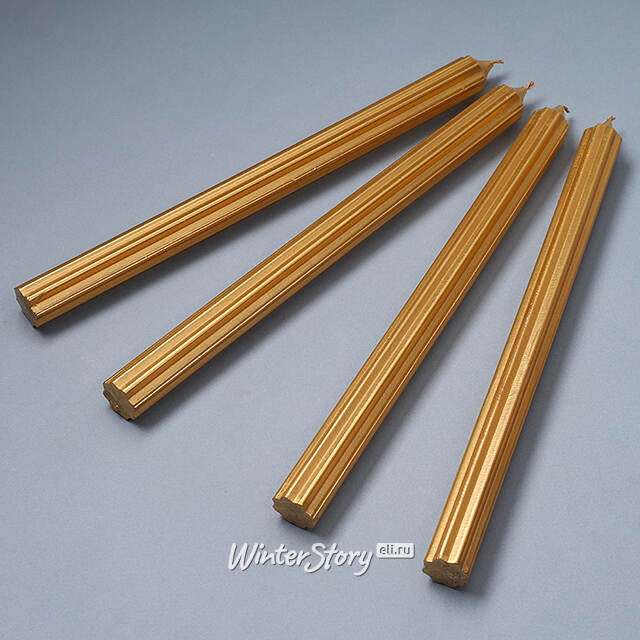Высокие свечи 30 см Астерия золотые, 4 шт Candleslight (Кэндлслайт)