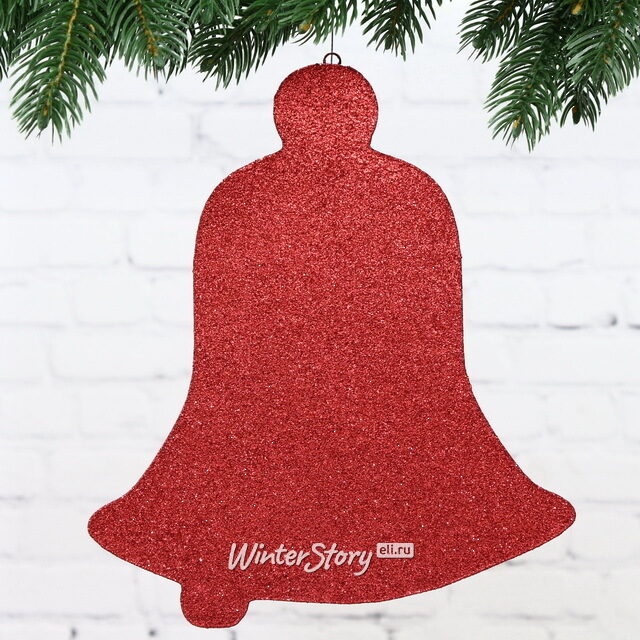 Игрушка для уличной ёлки Колокол с блёстками 25 см красный, пеноплекс МанузинЪ