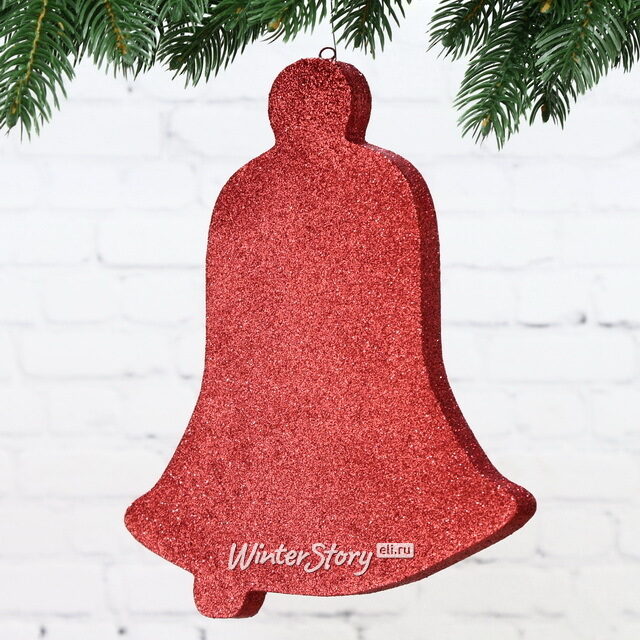 Игрушка для уличной ёлки Колокол с блёстками 25 см красный, пеноплекс МанузинЪ