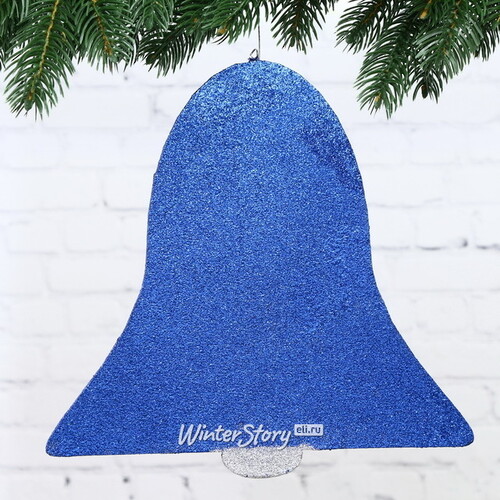 Игрушка для уличной ёлки Колокол с блёстками 40 см синий, пеноплекс Winter Deco