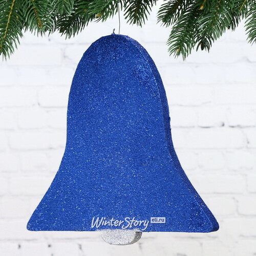 Игрушка для уличной ёлки Колокол с блёстками 25 см синий, пеноплекс Winter Deco