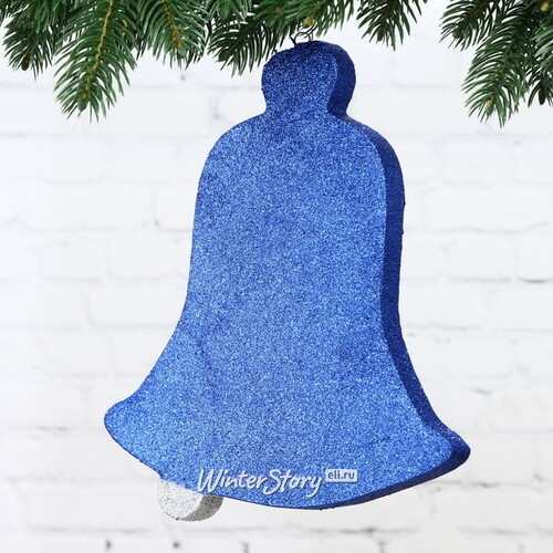 Игрушка для уличной ёлки Колокольчик Изящный с блёстками 25 см синий, пеноплекс Winter Deco