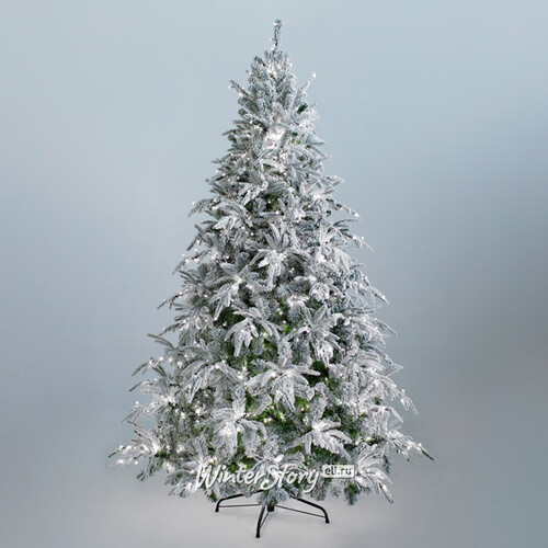 Искусственная елка с лампочками Маттерхорн заснеженная 150 см, 162 LED лампы, ЛИТАЯ + ПВХ Crystal Trees
