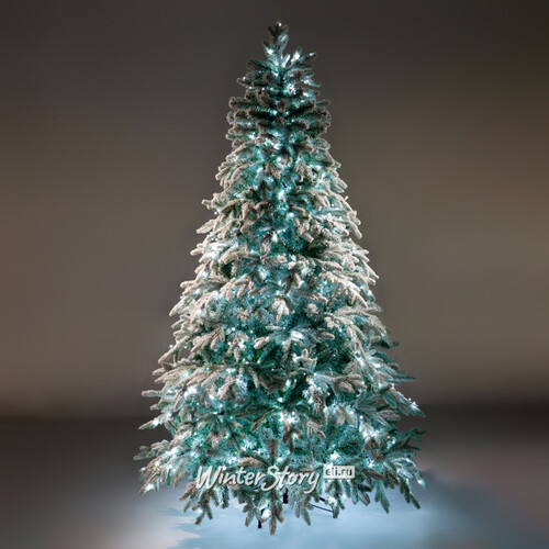 Искусственная елка с лампочками Неаполь заснеженная 180 см, 213 LED ламп, ЛИТАЯ + ПВХ Crystal Trees