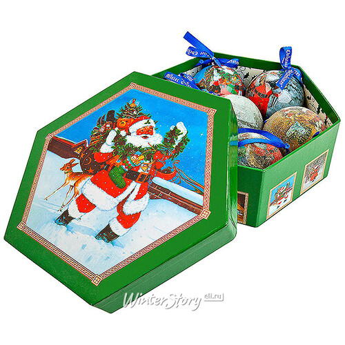 Набор шаров папье-маше Санта с подарками 7.5 см, 7 шт Mister Christmas