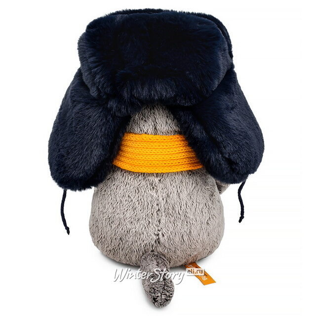 Мягкая игрушка Кот Басик в меховой шапке и шарфе 22 см Budi Basa