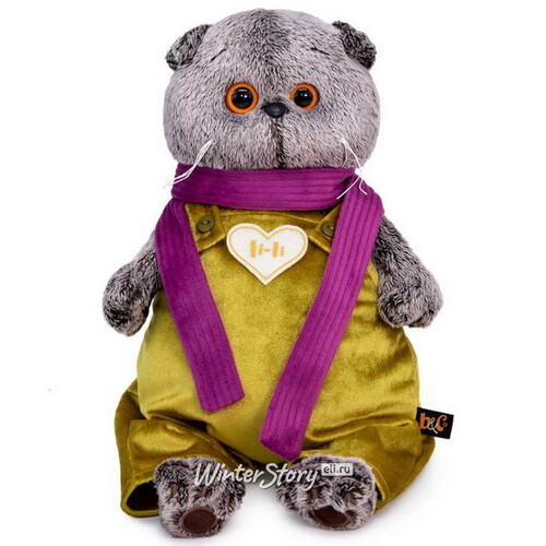 Мягкая игрушка Кот Басик в бархатном комбинезоне 30 см Budi Basa