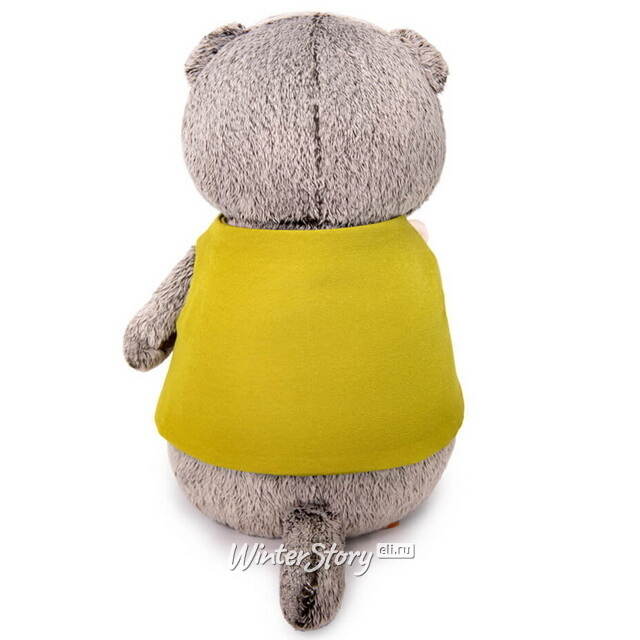 Мягкая игрушка Кот Басик в жилете и с букетом 25 см Budi Basa