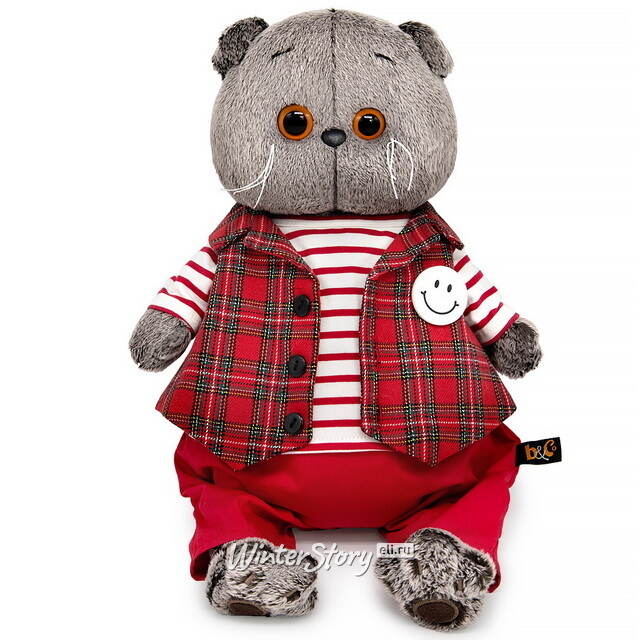 Мягкая игрушка Кот Басик в красно-белом комплекте 30 см Budi Basa