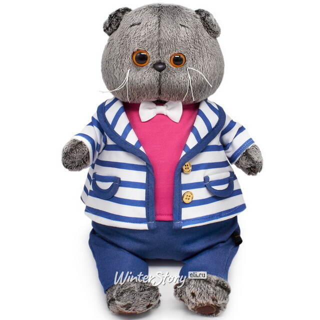 Мягкая игрушка Кот Басик в полосатом жакете 25 см Budi Basa