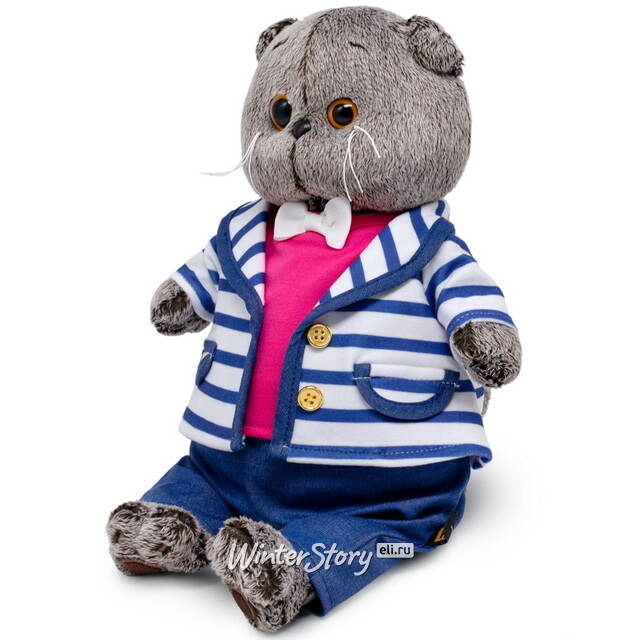 Мягкая игрушка Кот Басик в полосатом жакете 25 см Budi Basa