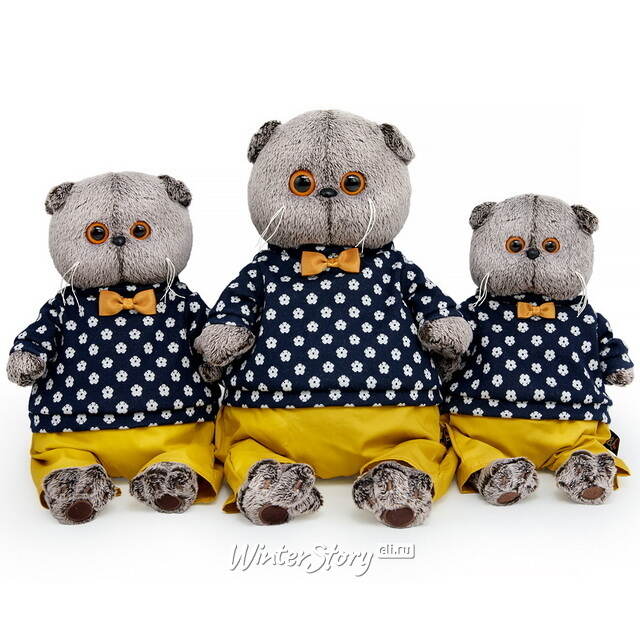 Мягкая игрушка Кот Басик в джемпере в цветочек 25 см Budi Basa