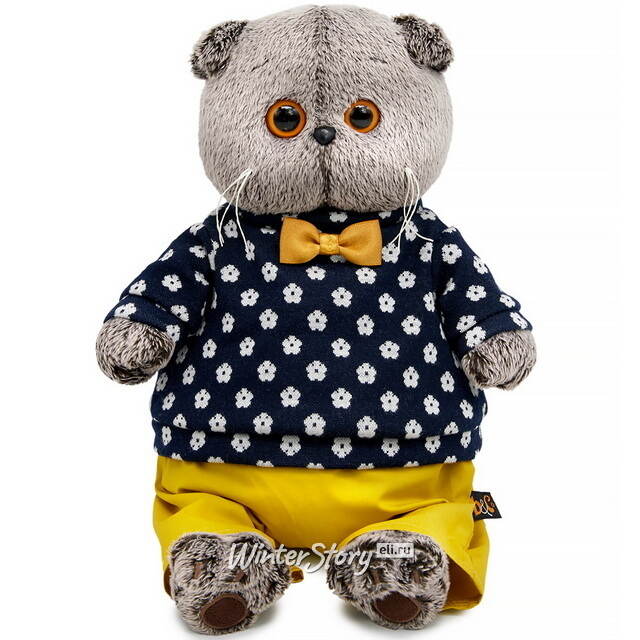 Мягкая игрушка Кот Басик в джемпере в цветочек 25 см Budi Basa