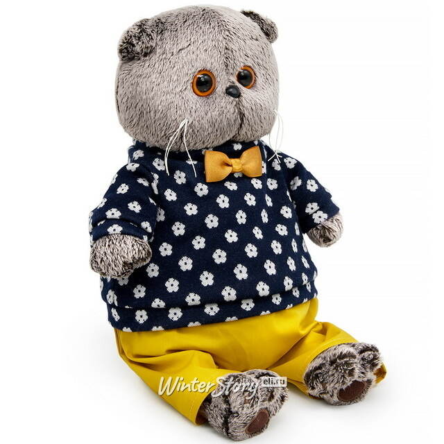 Мягкая игрушка Кот Басик в джемпере в цветочек 25 см Budi Basa