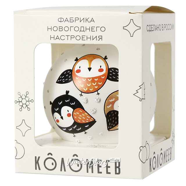 Стеклянный елочный шар Подружки Совушки 6 см Коломеев