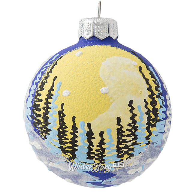 Стеклянный елочный шар Морозная луна 6 см Коломеев