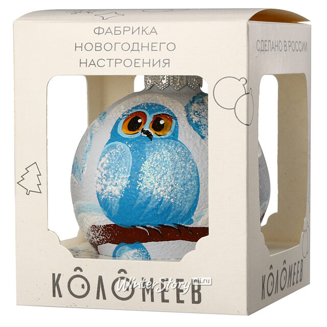 Стеклянный елочный шар Голубка 8 см Коломеев