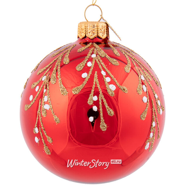 Стеклянный елочный шар Заснеженная Ветвь 9 см Коломеев