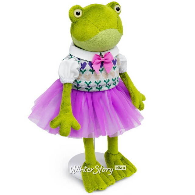 Мягкая игрушка Лягушка Оливия Кваковская в жаккардовом жилете 16 см Budi Basa