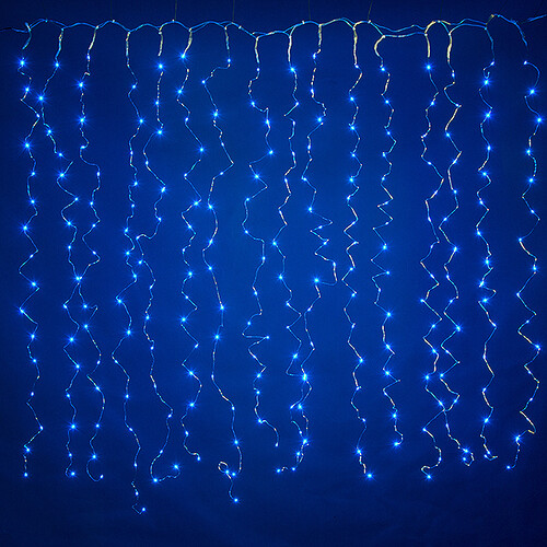 Гирлянда штора Роса 1.6*1.6 м, 256 синих мини LED ламп, серебряная проволока, IP20 Торг Хаус