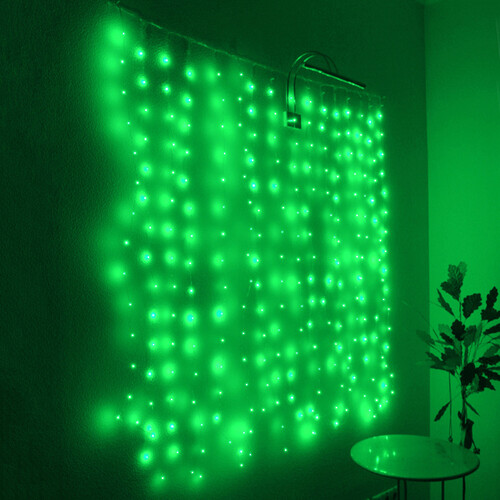 Гирлянда штора Роса 1.6*1.6 м, 256 зеленых мини LED, серебряная проволока Торг Хаус