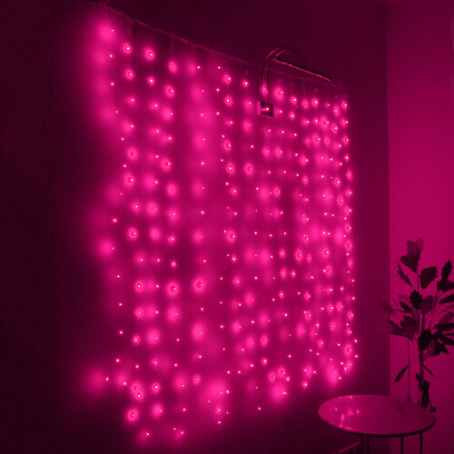 Гирлянда штора Роса 1.6*1.6 м, 256 розовых мини LED, серебряная проволока, IP20 Торг Хаус